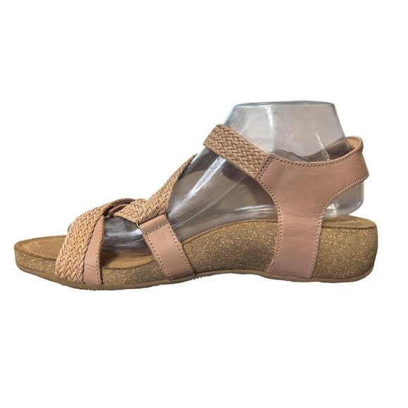 Taos Trulie Braided Leather Cork Sandals Beige Pink Stone Size 41 / US 10 - Picture 3 of 10